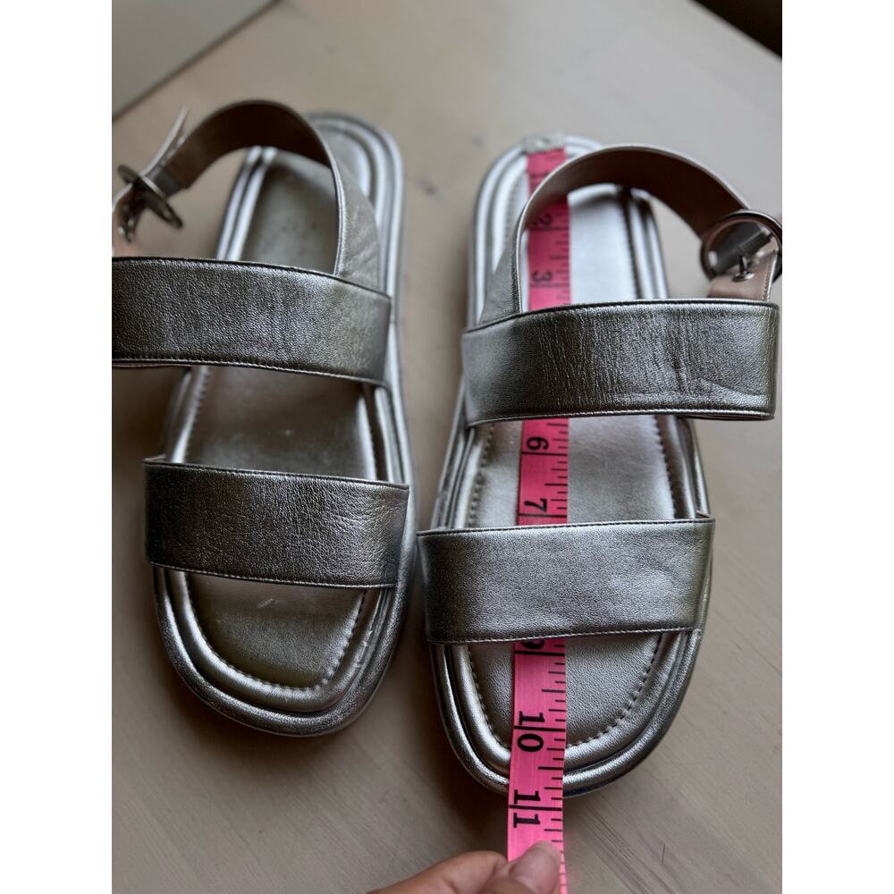 Stuart Weitzman Elodie Silver Metallic Leather Dress Sandals Size 8.5 - Picture 4 of 9